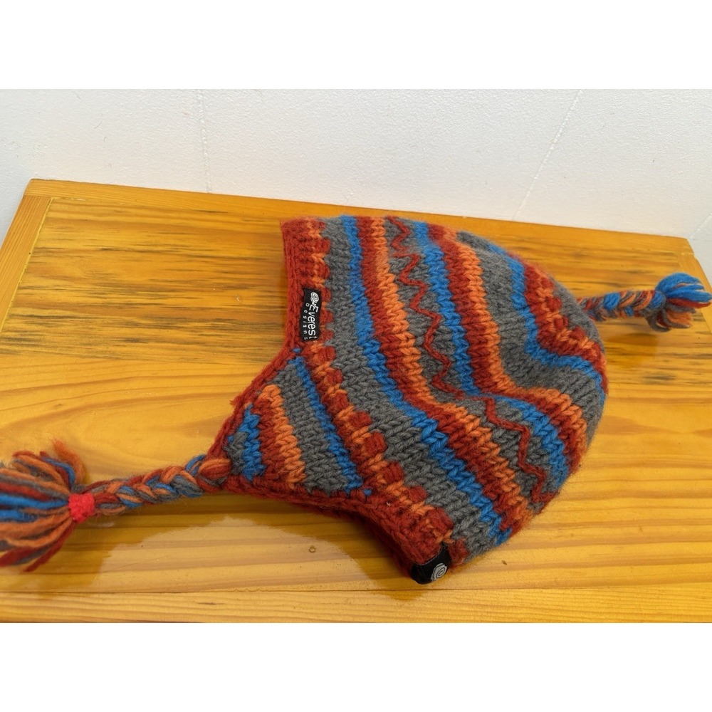 Everest Designs‎ Toddler 2-4 100% Wool Striped Fleece Earflap Hat Made in Nepal